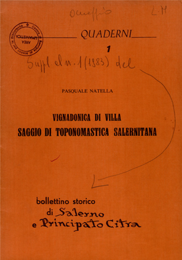 Saggio Di Toponomastica Salernitana