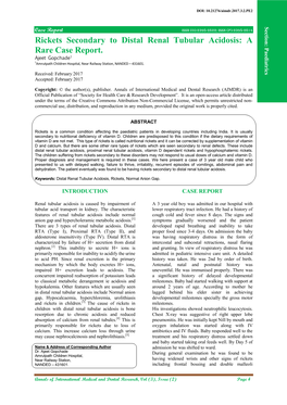 Rickets Secondary to Distal Renal Tubular Acidosis: a Rare Case Report