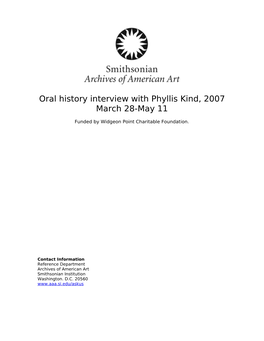 Oral History Interview with Phyllis Kind, 2007 March 28-May 11