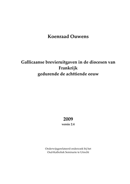 Gallicaanse Brevieruitgaven in De Diocesen Van Frankrijk Gedurende De Achttiende Eeuw