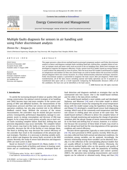 Multiple Faults Diagnosis for Sensors in Air Handling Unit Using Fisher Discriminant Analysis