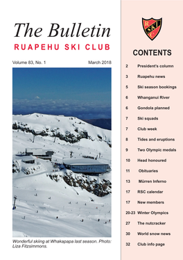 The Bulletin RUAPEHU SKI CLUB CONTENTS Volume 83, No