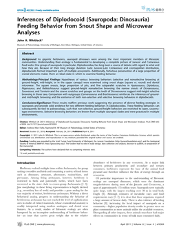 Feeding Behavior from Snout Shape and Microwear Analyses