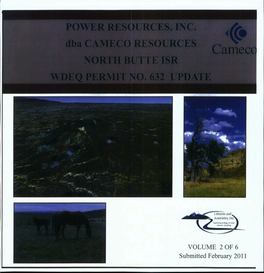 North Butte ISR Project Revised March 1989 WDEQ Permit #632 Update Please Note: All Tables Are Located Behind the Tab Following This Appendix