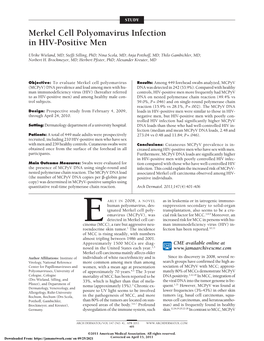 Merkel Cell Polyomavirus Infection in HIV-Positive Men