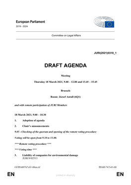 En En Draft Agenda