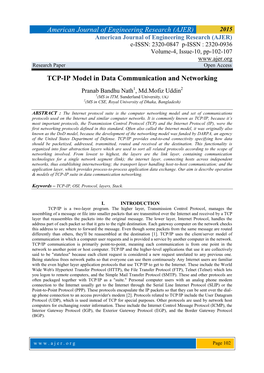 (AJER) TCP-IP Model in Data Communication and Networking
