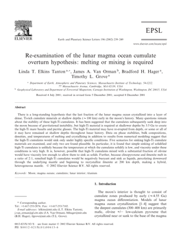 Re-Examination of the Lunar Magma Ocean Cumulate Overturn Hypothesis: Melting Or Mixing Is Required