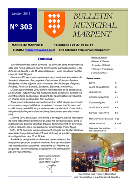 N° 303 N° 303 Bulletin Municipal Marpent