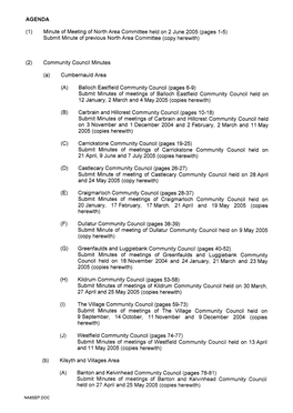 North Area Committee Held on 2 June 2005 (Pages 1-5) Submit Minute of Previous North Area Committee (Copy Herewith)