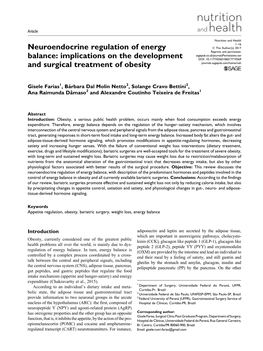 Neuroendocrine Regulation of Energy Balance: Implications on The