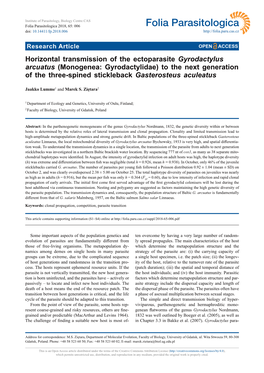 Horizontal Transmission of the Ectoparasite Gyrodactylus