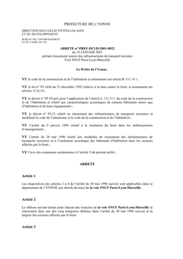 Le Prefet Du Departement De L'yonne