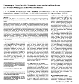 Frequency of Plant-Parasitic Nematodes Associated with Blue Grama and Western Wheatgrass in the Western Dakotas
