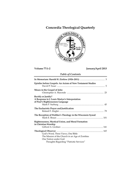 Concordia Theological Quarterly