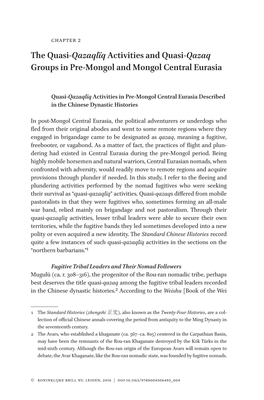 The Quasi-Qazaqlïq Activities and Quasi-Qazaq Groups in Pre-Mongol and Mongol Central Eurasia