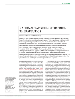 Rational Targeting for Prion Therapeutics