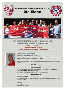 Seit 1985 Offizieller Fan-Club Des Fc Bayern München in Köln Und Dem Rheinisch-Bergischen Kreis