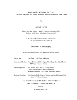 Jessica Taylor Doctorate of Philosophy