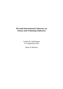 Eleventh International Conference on Science and Technology Indicators