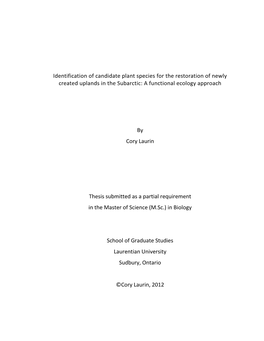 Identification of Candidate Plant Species for the Restoration of Newly Created Uplands in the Subarctic: a Functional Ecology Approach