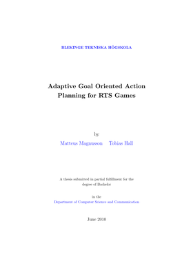 Adaptive Goal Oriented Action Planning for RTS Games