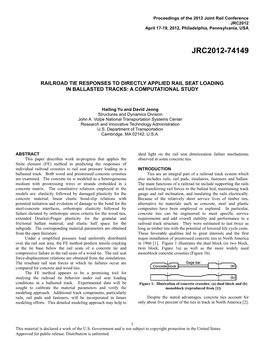 Railroad Tie Responses to Directly Applied Rail Seat Loading in Ballasted Tracks: a Computational Study