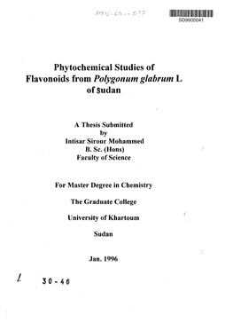 Phytochemicai Studies of Flavonoids from Polygon Um Glahrum L of Sudan