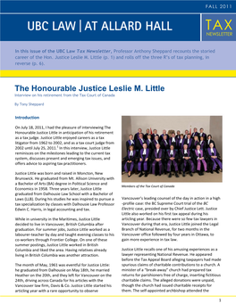 The Honourable Justice Leslie M. Little Interview on His Retirement from the Tax Court of Canada
