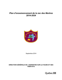 Plan D'ensemencement De La Zec Des Martres 2014-2024