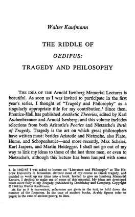 Tragedy and Philosophy