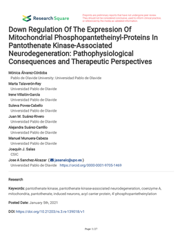 Down Regulation of the Expression of Mitochondrial