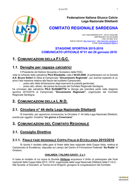 Comitato Regionale Sardegna