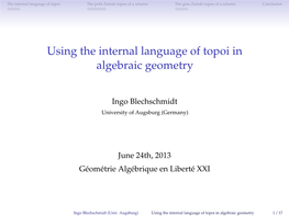 Using the Internal Language of Topoi in Algebraic Geometry