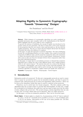 Adapting Rigidity to Symmetric Cryptography: Towards “Unswerving” Designs∗