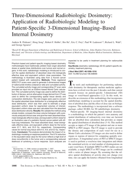 Three-Dimensional Radiobiologic Dosimetry: Application of Radiobiologic Modeling to Patient-Speciﬁc 3-Dimensional Imaging–Based Internal Dosimetry