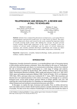 Telepresence and Sexualilty