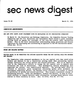 SEC News Digest, 03-15-1994