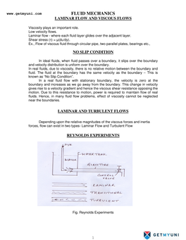 Fluid Mechanics Laminar Flow and Viscous Flows