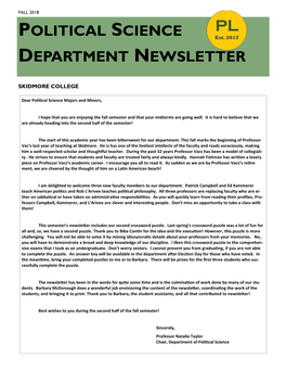 Political Science Department Newsletter