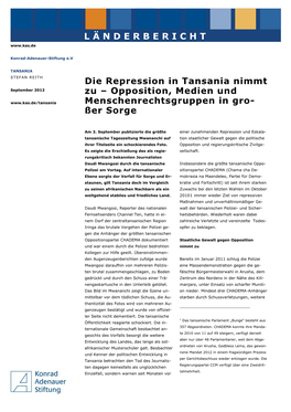 Die Repression in Tansania Nimmt Zu