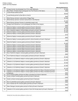 Profiles in History December 2012 Auction 53 Prices Realized Lot Title