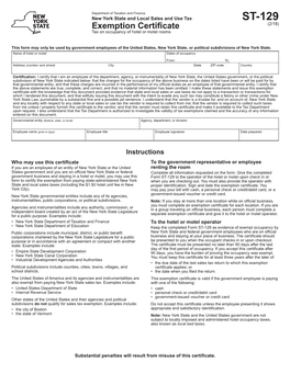 Form ST-129:2/18:Exemption Certificate:St129