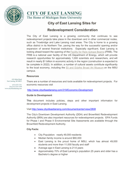 City of East Lansing Sites for Redevelopment Consideration