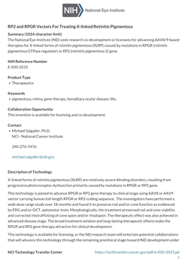 RP2 and RPGR Vectors for Treating X-Linked Retinitis Pigmentosa