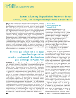 Factors Influencing Tropical Island Freshwater Fishes