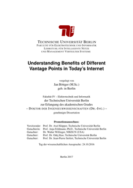 Vantage Points in the Internet 35 3.1 Overview and Facets of Vantage Points