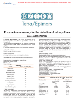 Enzyme Immunoassay for the Detection of Tetracyclines