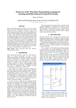 'Pure Data' Programming Language for Teaching and Public Outreach In