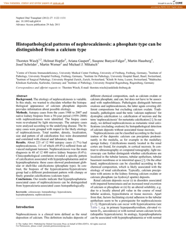 Histopathological Patterns of Nephrocalcinosis: a Phosphate Type Can Be Distinguished from a Calcium Type